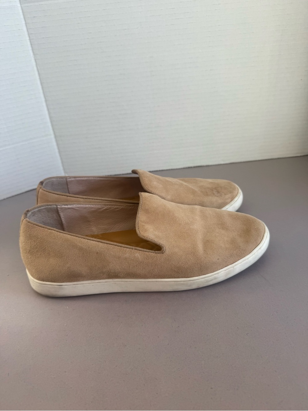 Birdies Slip-On Loafers in Light Tan Suede